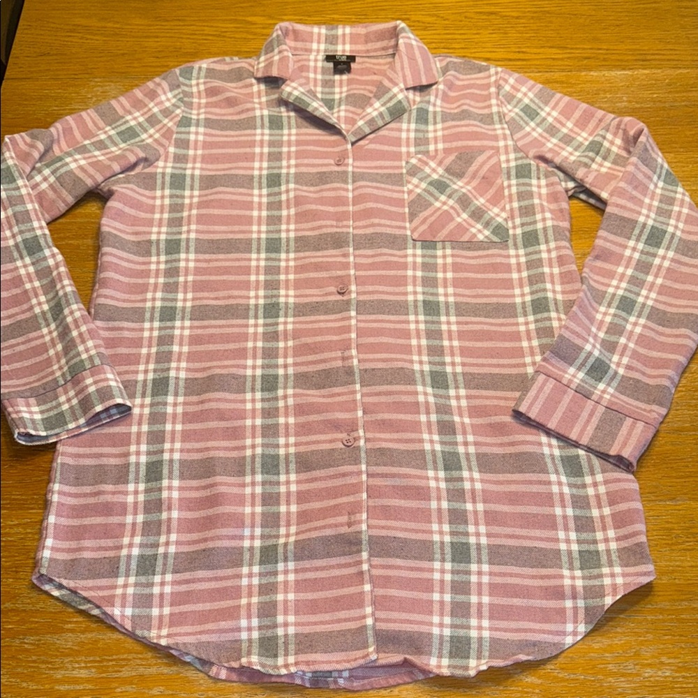 Rue21 Pink and Gray Checkered Button Down Shirt
